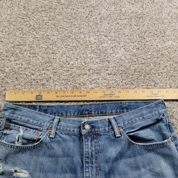 Levis 541 Jeans Mens 38x34 Blue Athletic Taper Denim Distressed - Picture 2 of 6